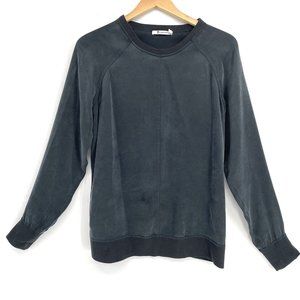 T by Alexander Wang Sleek Silk Sweatshirt Lightweight Black‎ Unisex Size Small